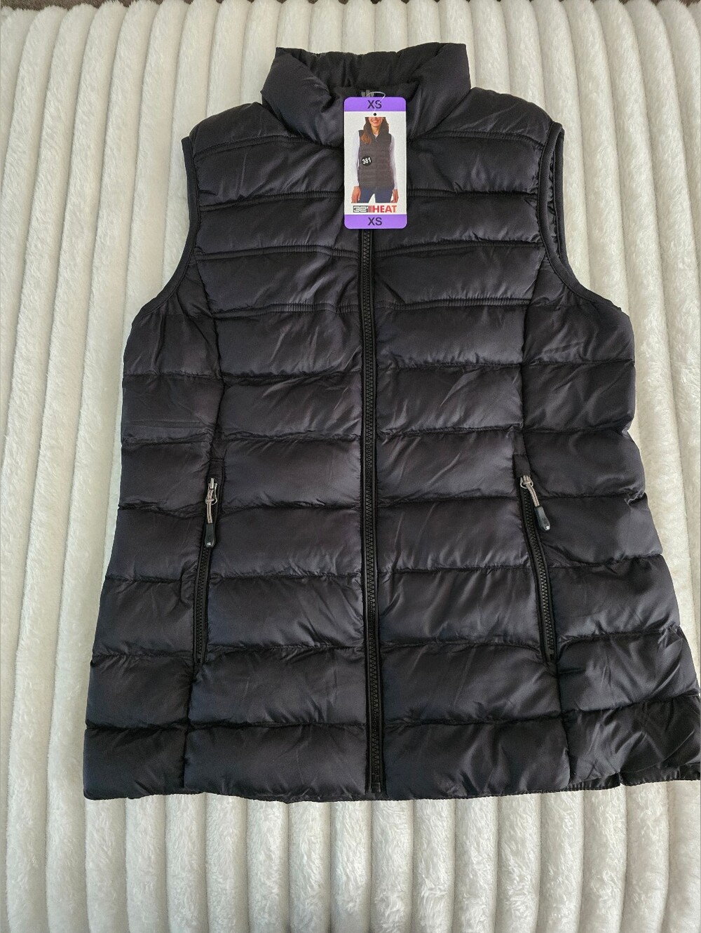 XS 32 HEAT Black Quilted Puffer Vest